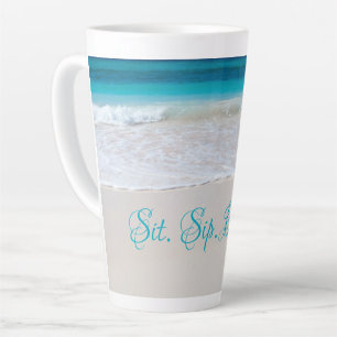 Café Latte Caneca de Látex Alto com Dizeria de Praia à Beira-