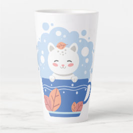 Café Latte Caneca de Látex Azul de Kitten Estelar Caprichosa