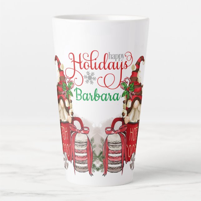 Café Latte Caneca de Natal de Gnomos Personalizada com Chocol (Frente)