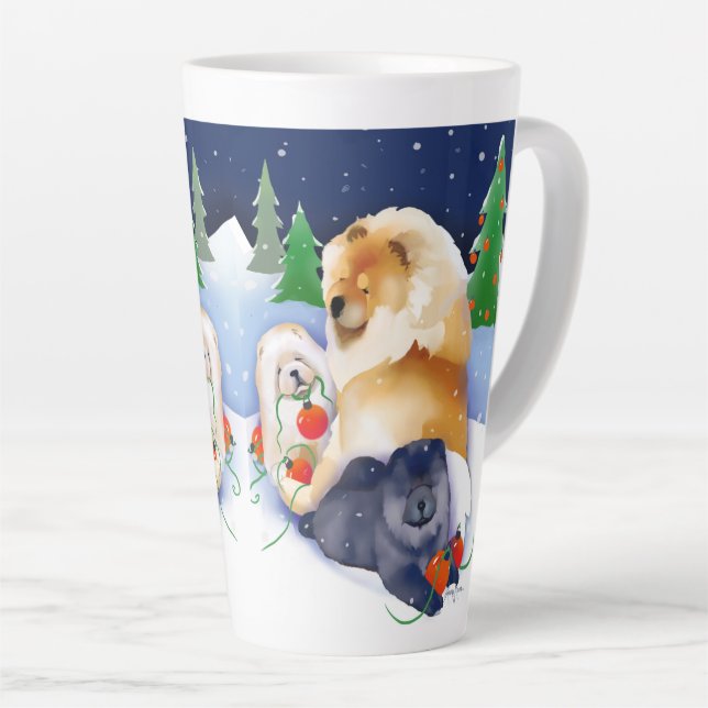 Café Latte Caneca de Natal SNOWBABIES Chow 2020 (Ângulo direito)