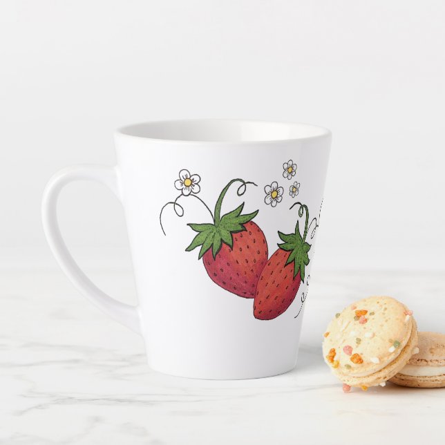Café Latte Caneca de Par de Morangos (In Situ)