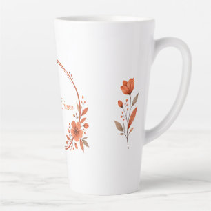 Café Latte Caneca de Presente de Casal Floral Terracota com N