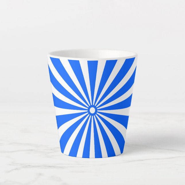 Café Latte Caneca de Rajada Azul Radiante – Luz Geométrica Ou (Frente)