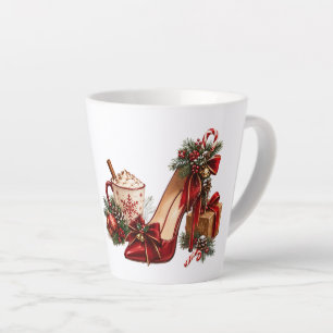 Café Latte Caneca de salto alto vermelho de Natal elegante –