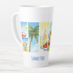 Café Latte Caneca de Sublimação Vibes de Praia de Verão Retro