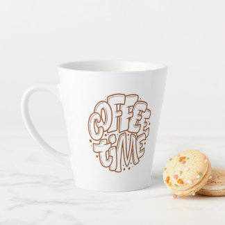 Café Latte Caneca de Viagem com Tipografia Estética "Hora do 