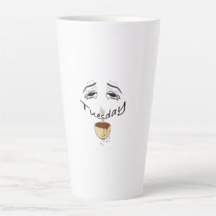 Café Latte Caneca engraçada de terça-feira cansada - Manhã ex