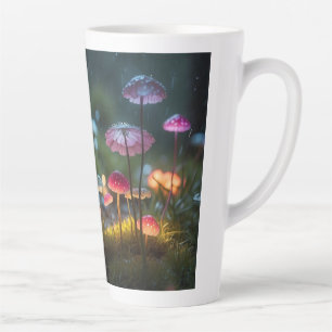 Café Latte Caneca Floresta de Cogumelos Mágicos - Cottagecore