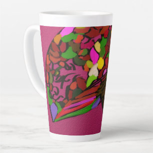 Café Latte Caneca Grande com Arte de Personagem de Cogumelo c
