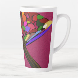 Café Latte Caneca Grande com Arte de Personagem de Cogumelo c