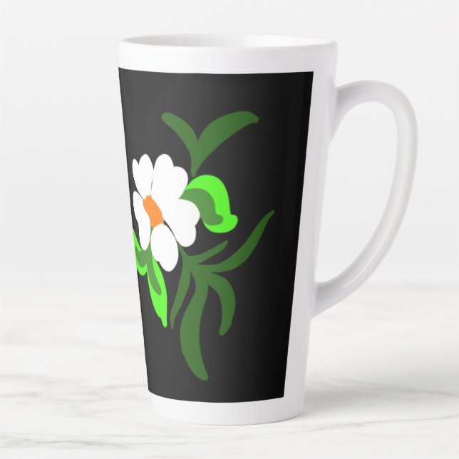 Café Latte Caneca latina de placa preta floral (Direita)