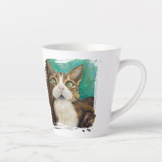 Café Latte Caneca Meow com pintura de gato