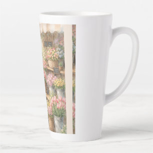 Café Latte Caneca Momentos Floridos – Menina na Loja de Flore
