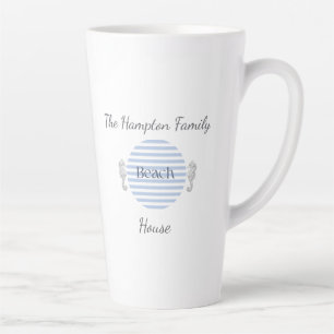 Café Latte Caneca Personalizada de Casa de Praia, Faixa Coste