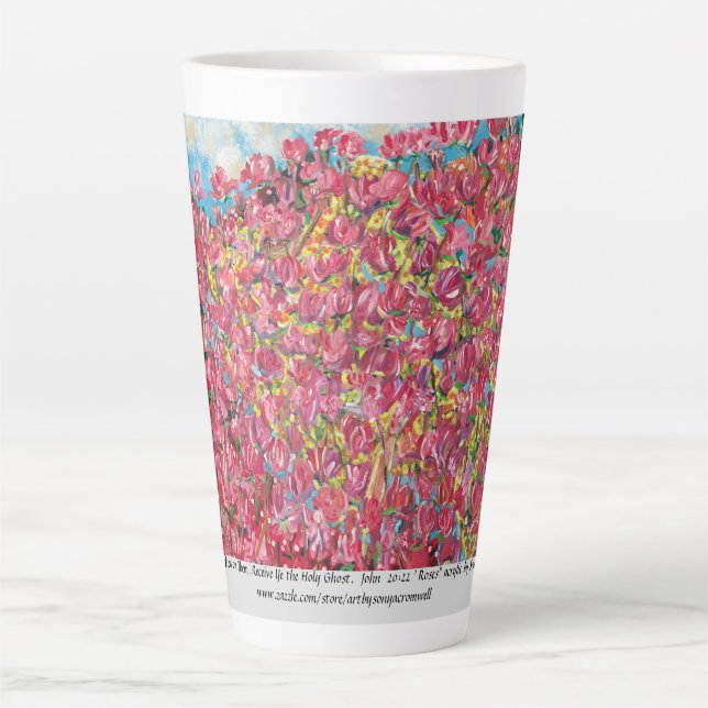 Café Latte "E Ele Assoprou Sobre Eles....Rosas" caneca de lat (Frente)