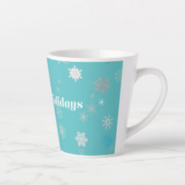 Café Latte Festivo, azul e caneca de Natal branca