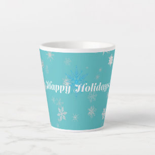 Café Latte Festivo, azul e caneca de Natal branca