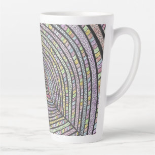 Café Latte Kian Caneca de Arte Abstrata Desenhada à Mão