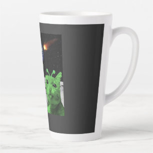 Café Latte Meme de Gato Alien Verde Selfie OVNI Caneca de Caf