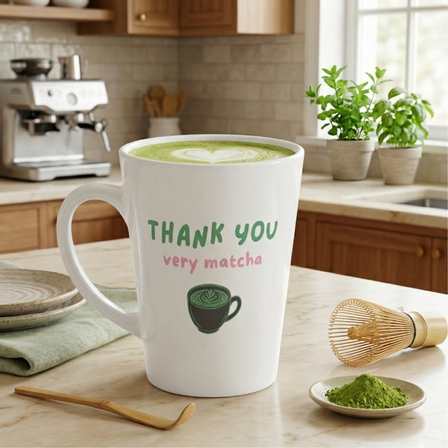 Café Latte Muito Obrigado Matcha | Caneca Divertida de Matcha (Criador carregado)