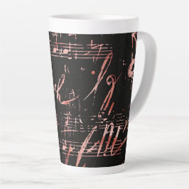 Café Latte Notas Musicais Na Caneca Rosa Dourada De Lata Gran