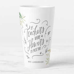 Café Latte Obrigado floral cor-de-rosa, sua caneca latina de 