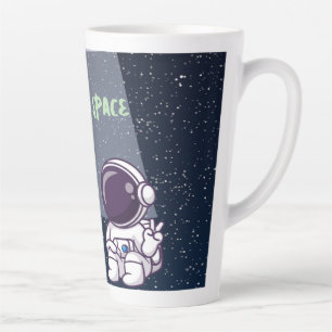 Café Latte Paz com Alienígena e Astronauta em uma caneca de l