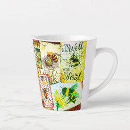 Café Latte Salve A Caneca De Abelhas
