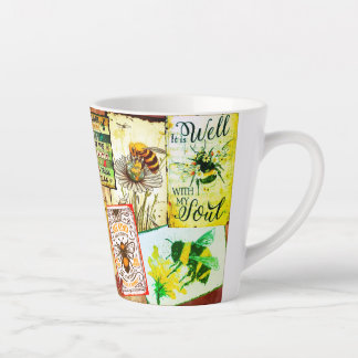 Café Latte Salve A Caneca De Abelhas