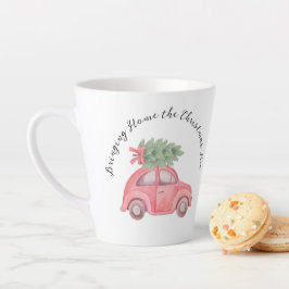 Café Latte Trazendo para casa a árvore de Natal, a caneca lat