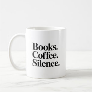 Café Livros. Café. Silêncio. Caneca para Amantes de Liv