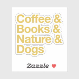 Café & Livros & Natureza & Cães Adesivo (Amarelo)