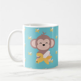 Café Macaco bonito de Kawaii com caneca da banana