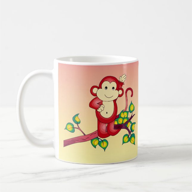 Café Macaco Vermelho Doce na Caneca de Animais Laranja  (Esquerda)