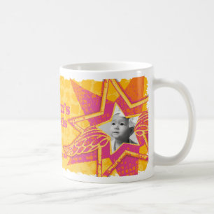 Café Mãe/Anjos de Mãe em estrelas amarela/rosa caneca f