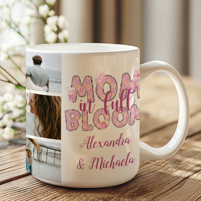 Café Mãe em Floral em Pleno Desabrochar Caneca de 10 Fo (Criador carregado)