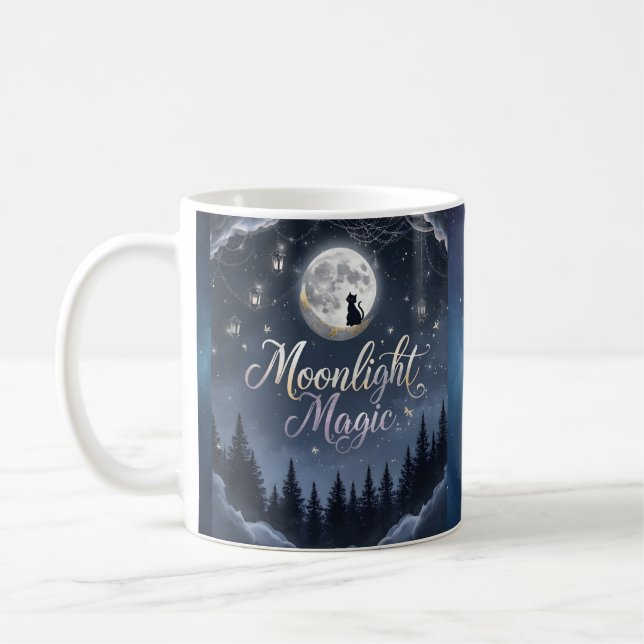 Café Magia ao Luar – Design Encantado de Caneca de Hall (Esquerda)