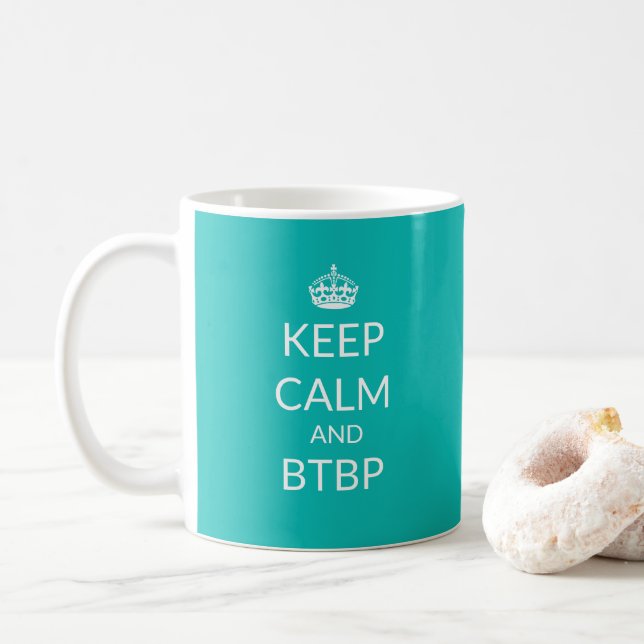 Café Mantenha a calma e a caneca de BTBP (Com Donut)