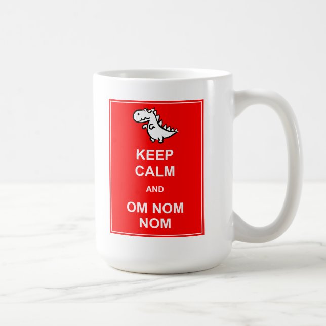 Café Mantenha a Calma e Om Nom Nom Caneca de Dinossauro (Direita)