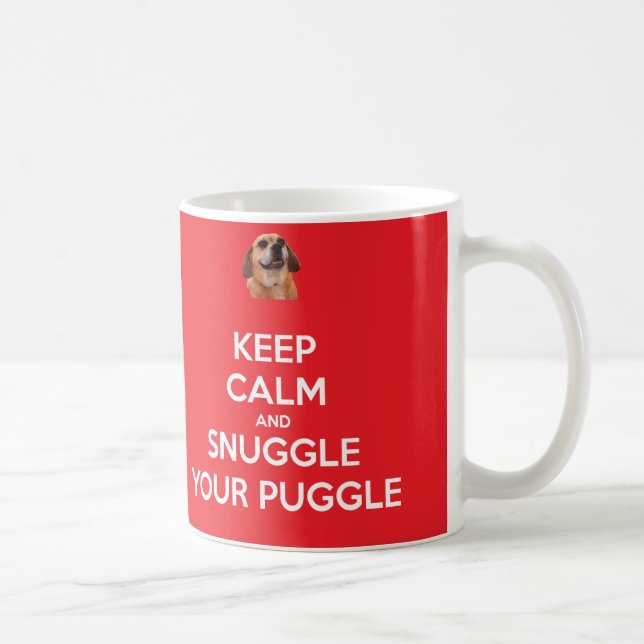 Café Mantenha a calma e Snuggle sua CANECA de Puggle - (Direita)