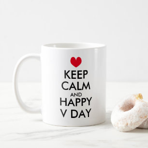 Café Mantenha calma e Feliz dia de os namorados caneca 