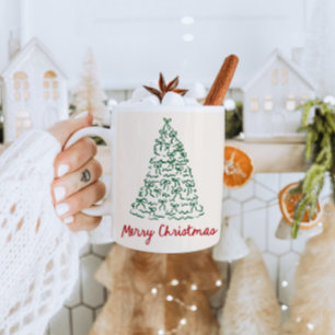 Café Mão Desenhada Feliz Caneca de Natal