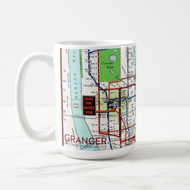 Café Mapa do metro de New York caneca branca clássica (Esquerda)