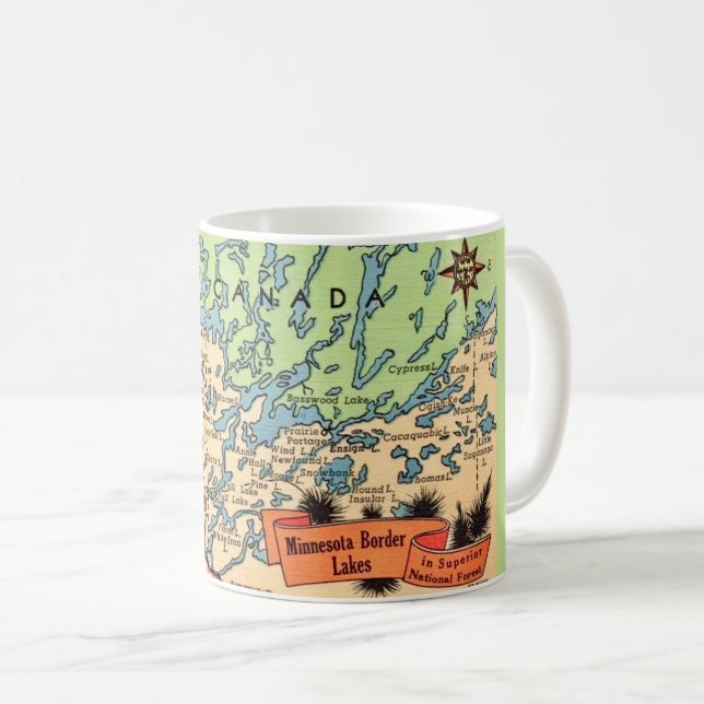 Café Mapa dos Lagos da Fronteira de Minnesota em Caneca (Frente Esquerda)