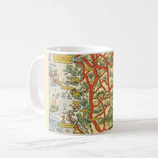Café Mapa Ilustrado de Stromstad Suécia Caneca (Frente Esquerda)