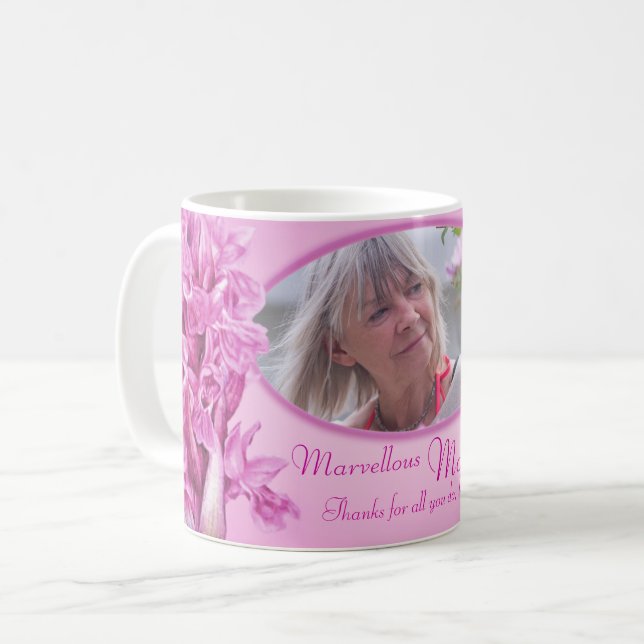 Café Maravilhosa caneca de orquídea roxa da mãe (Frente Esquerda)