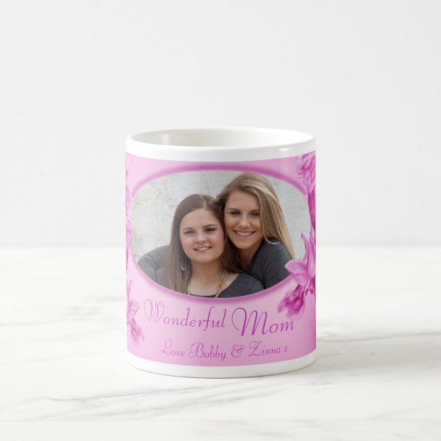 Café Maravilhosa mãe, orquídea rosa, caneca de "foto pr (Centro)