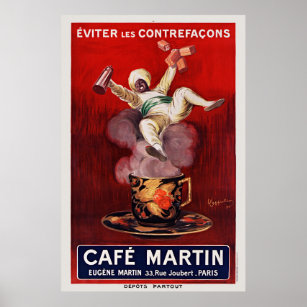Cafe Martin French Art Deco Vintage Poster 1921