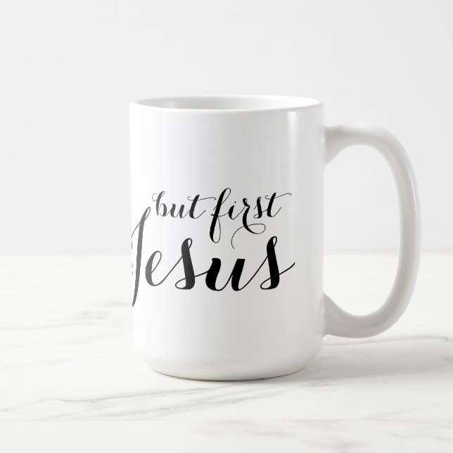 Café Mas primeira caneca branca clássica de Jesus (Direita)