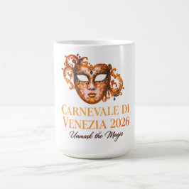 Café Máscara Veneziana Elegante Caneca de Cerâmica